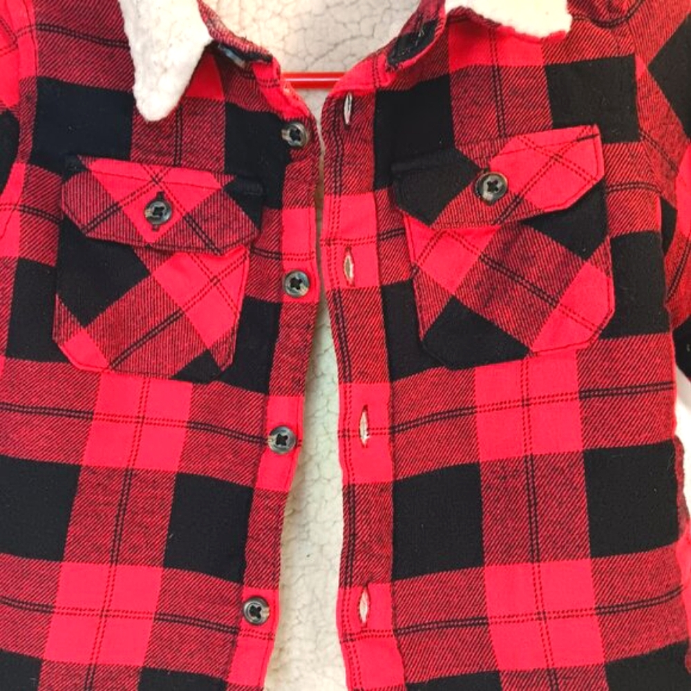 George Baby Buffalo Plaid Shacket 12-18M Cozy Sherpa Lined Jacket Cottagecore - Picture 3 of 11